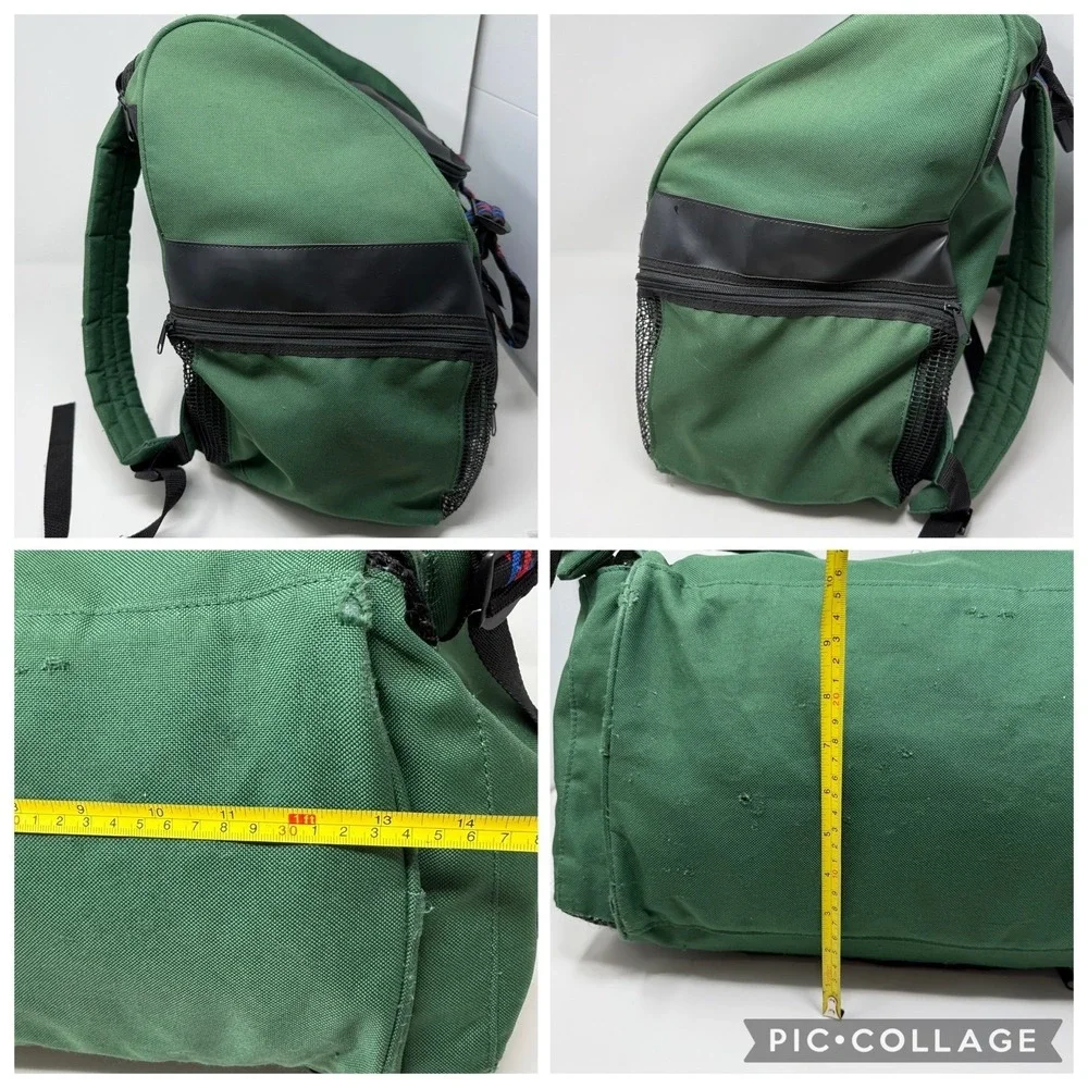 Vintage Speedo Large green Backpack Book Bag Swim Bag Sports 1990s Tribal Straps